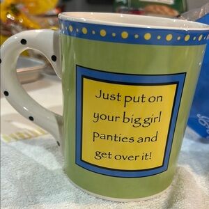 Green & Blue Polka Dot Mug- "Just put on your big girl panties and get over it"